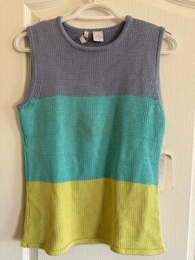 Via Spiga Lavender Knit Tank with Teal Stripe